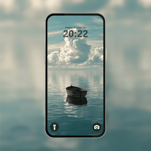 Lone Wooden Boat Calm Water