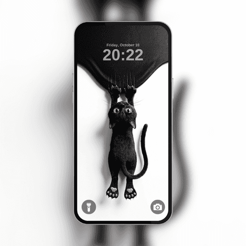 Cute Black Cat Hanging