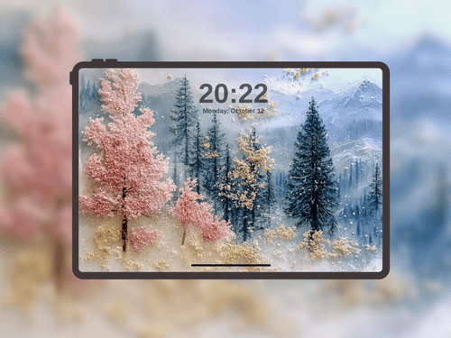 Pastel Frost Mountain Landscape