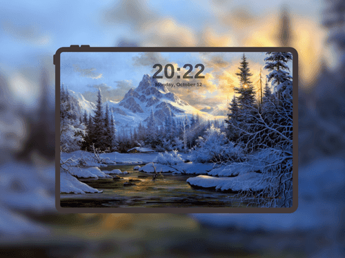Winter Mountain River Sunset