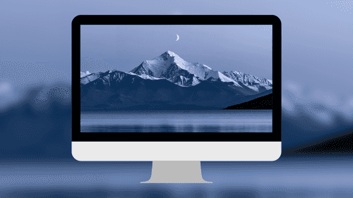 Crescent Moon Over Snowy Mountain Peak