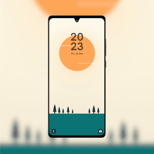 Minimalist Sun & Pine Trees
