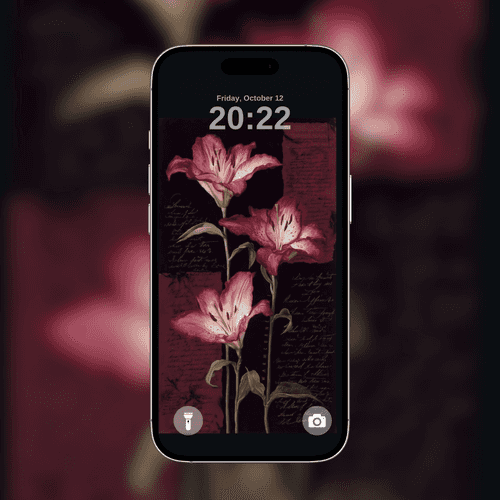 Vintage Script Pink Lilies