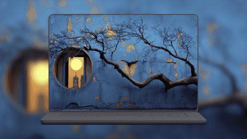 Blue Cracked Wall