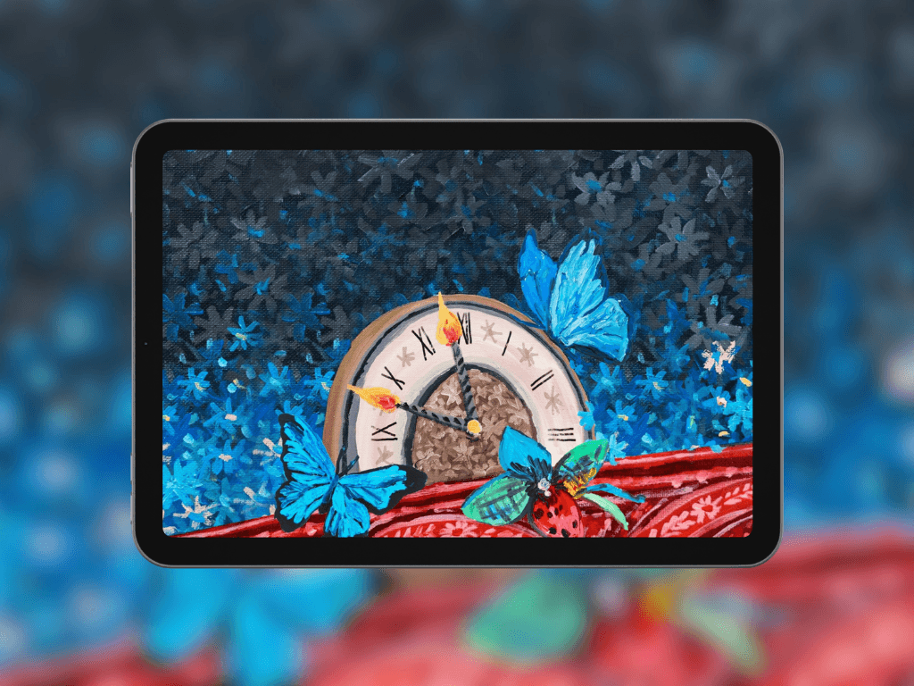 midnight-clock-and-blue-butterflies